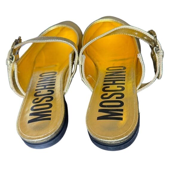 NWT Moschino Flat Slingback Pointed Ballet Mules in Gold Leather Size 39 - Picture 5 of 10